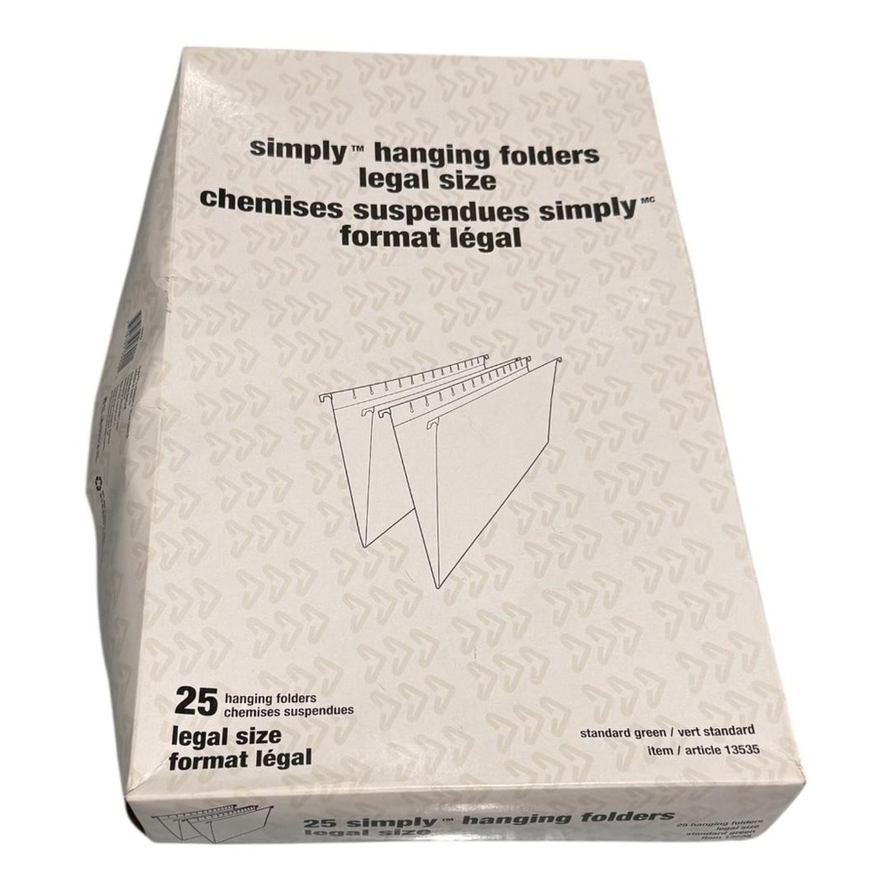 Staples Simply Hanging File Folders Legal Size 25ct Standard Green Office